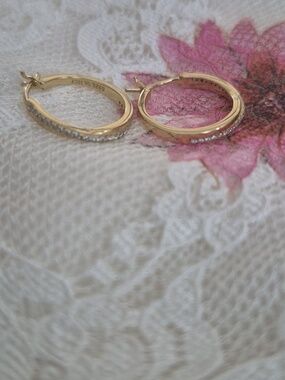 Gold Pavé Hoop Earrings with 0.004ct